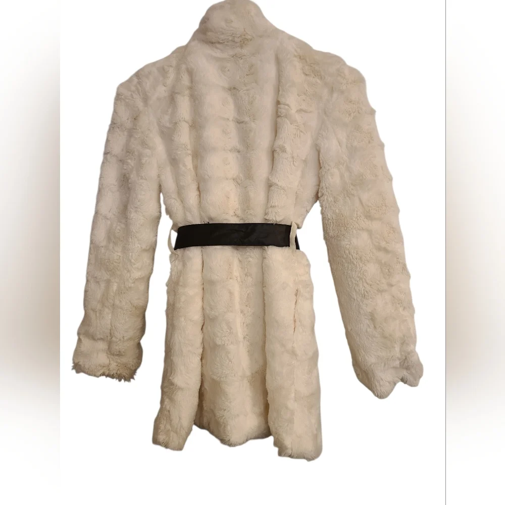 Candie's Coat Faux Rabbit‎ Fur Lined Optional Belt Girl's Medium